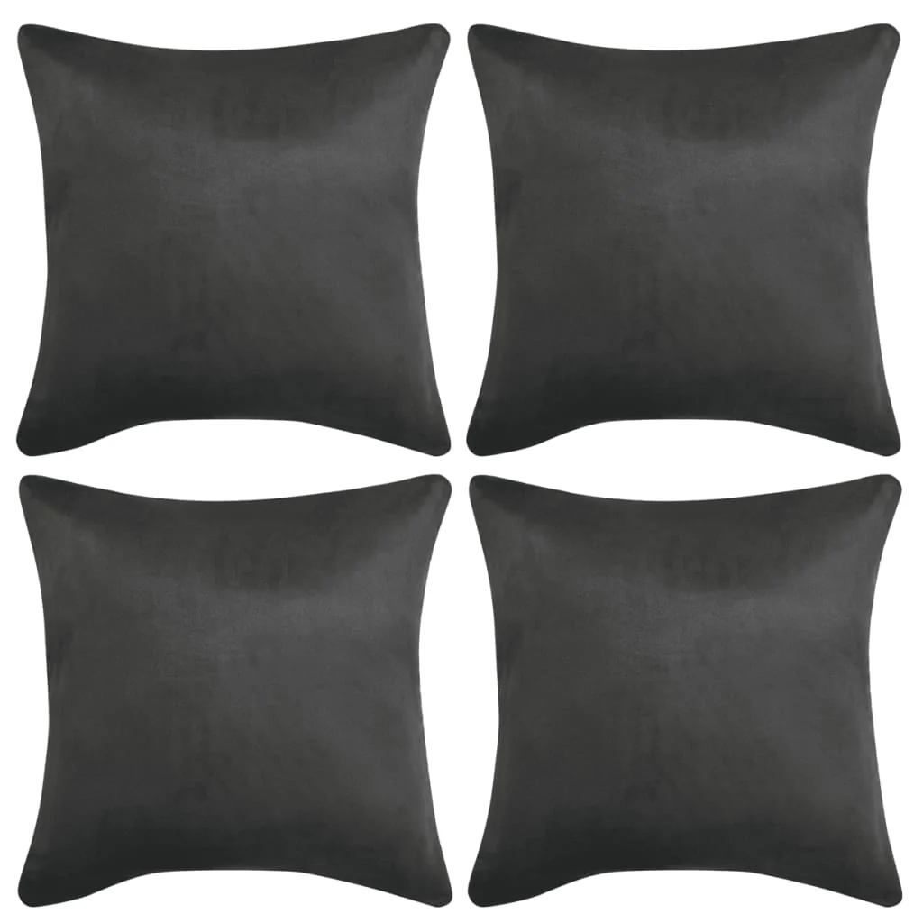 Berkfield Cushion Covers 4 pcs 50x50 cm Polyester Faux Suede Anthracite