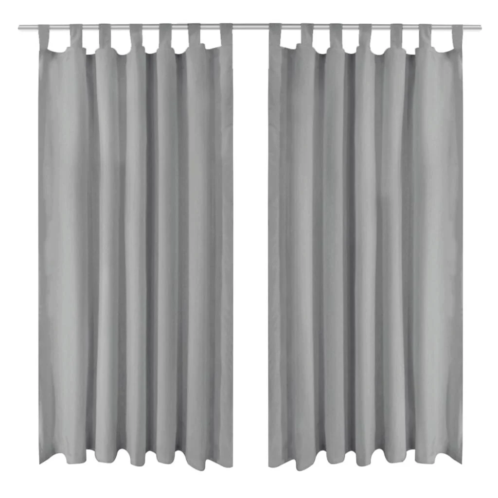 Berkfield Micro-Satin Curtains 2 pcs with Loops 140x175 cm Grey