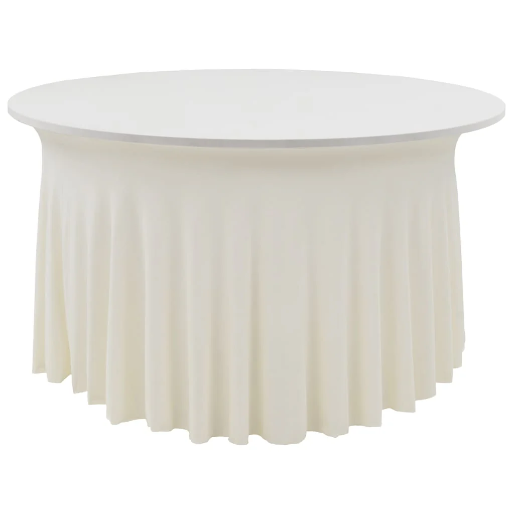 Berkfield 2 pcs Stretch Table Covers with Skirt 180x74 cm Cream