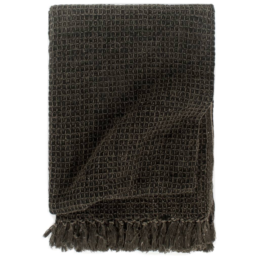 Berkfield Throw Cotton 160x210 cm Anthracite/Brown