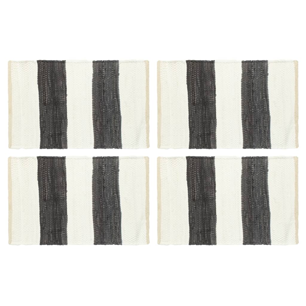 Berkfield Placemats 4 pcs Chindi Stripe Anthracite and White 30x45 cm