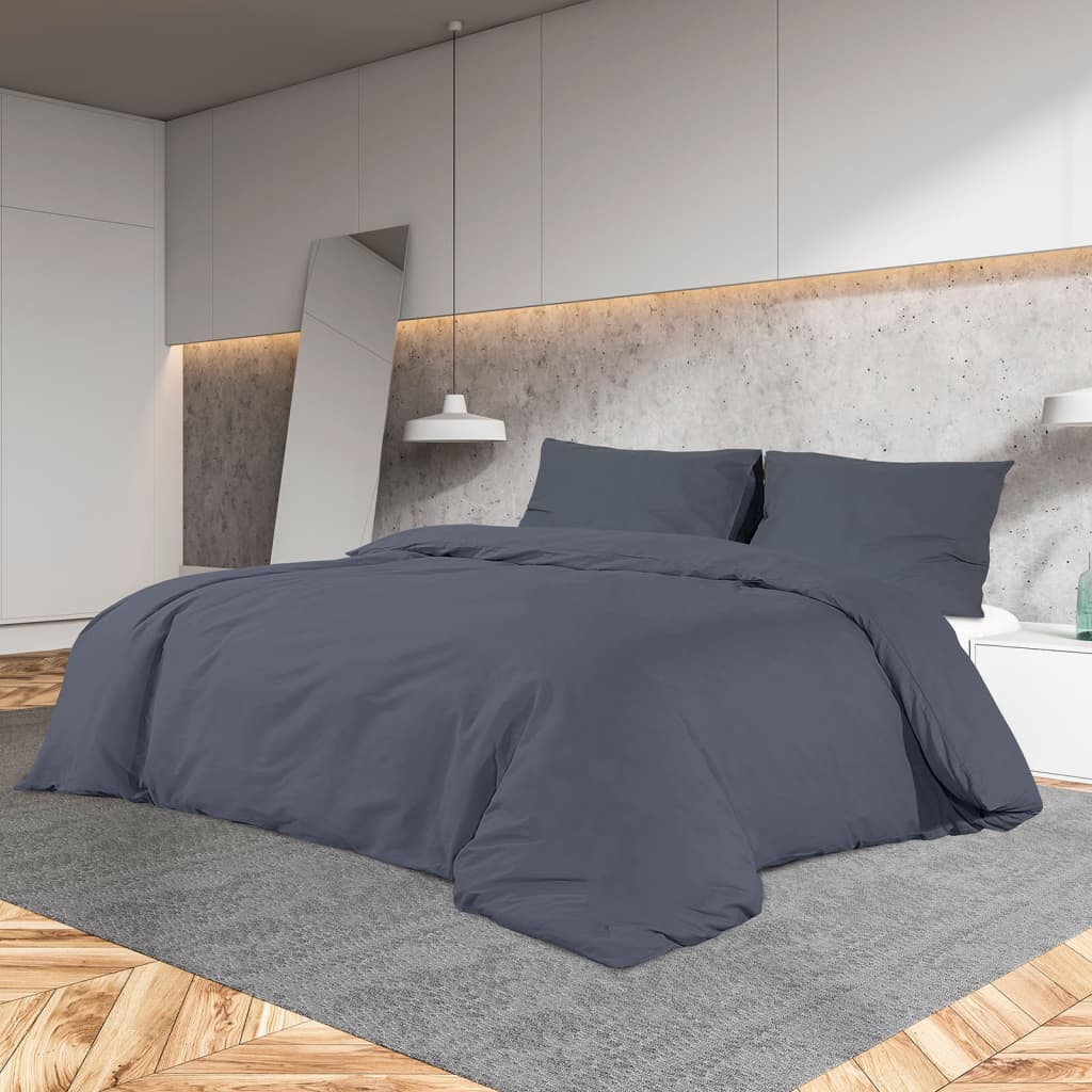 Berkfield Duvet Cover Set Anthracite 200x200 cm Light-weight Microfiber