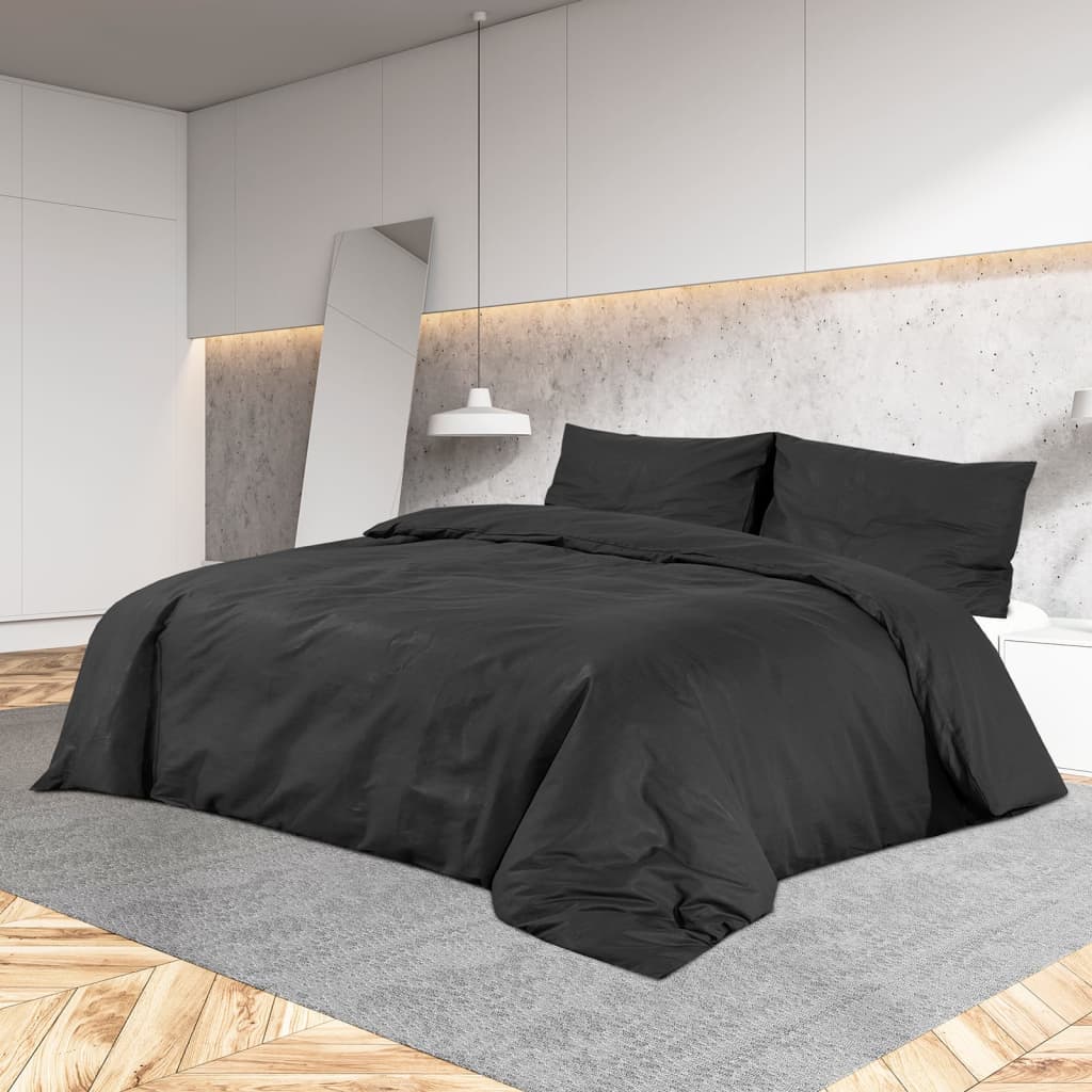 Berkfield Duvet Cover Set Black 220x240 cm Cotton