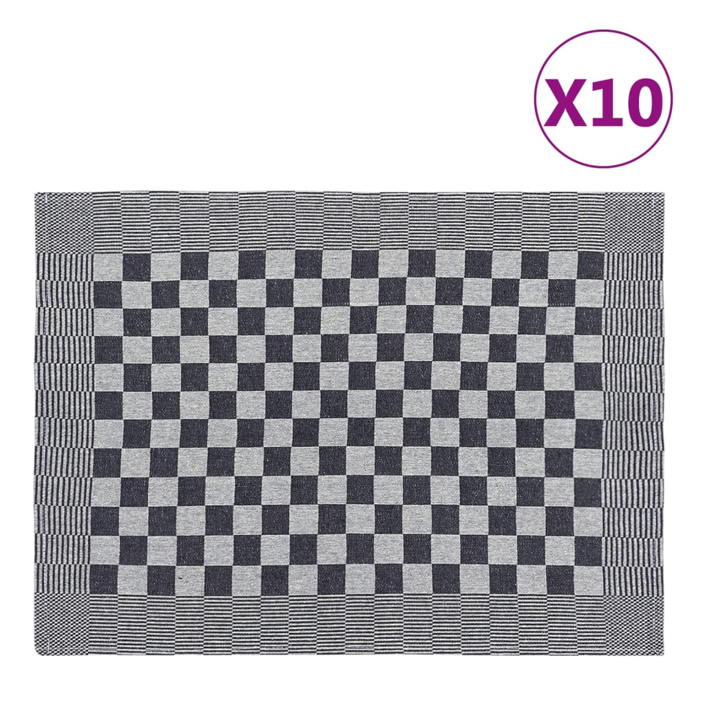 Berkfield Kitchen Towels 10 pcs Black and White 50x70 cm Cotton
