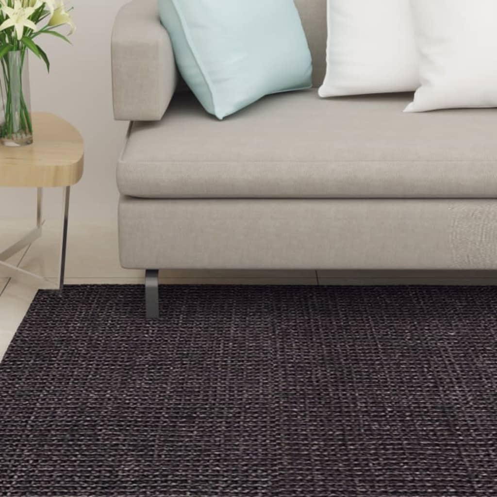 Berkfield Rug Natural Sisal 100x200 cm Black