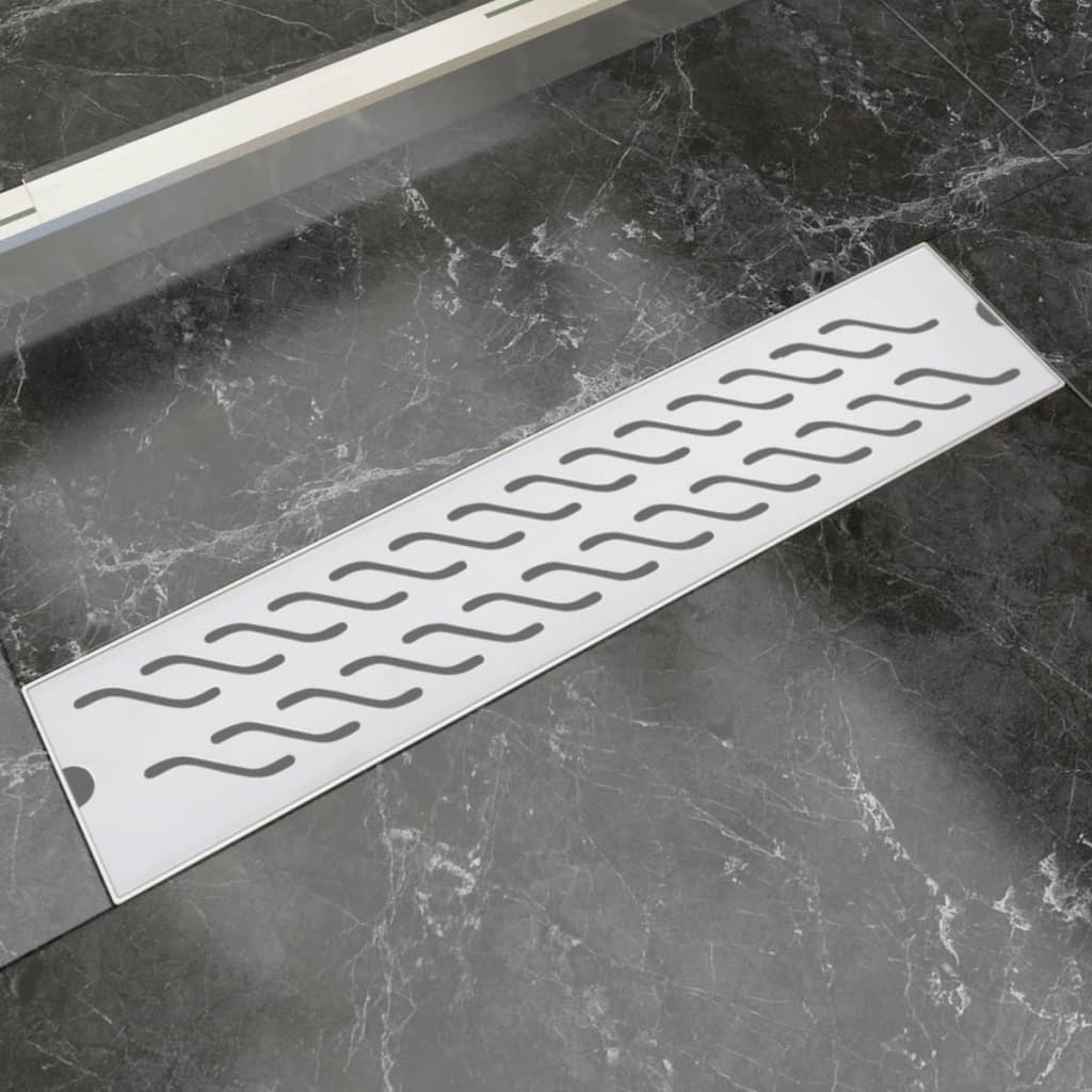 Berkfield Linear Shower Drain Wave 530x140 mm Stainless Steel