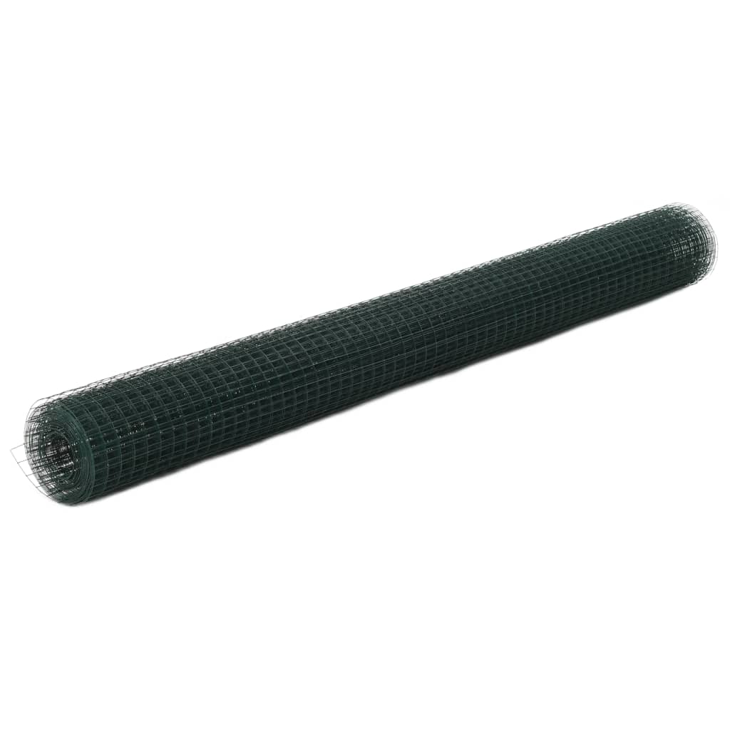 Berkfield Chicken Wire Fence Steel with PVC Coating 10x1.5 m Green