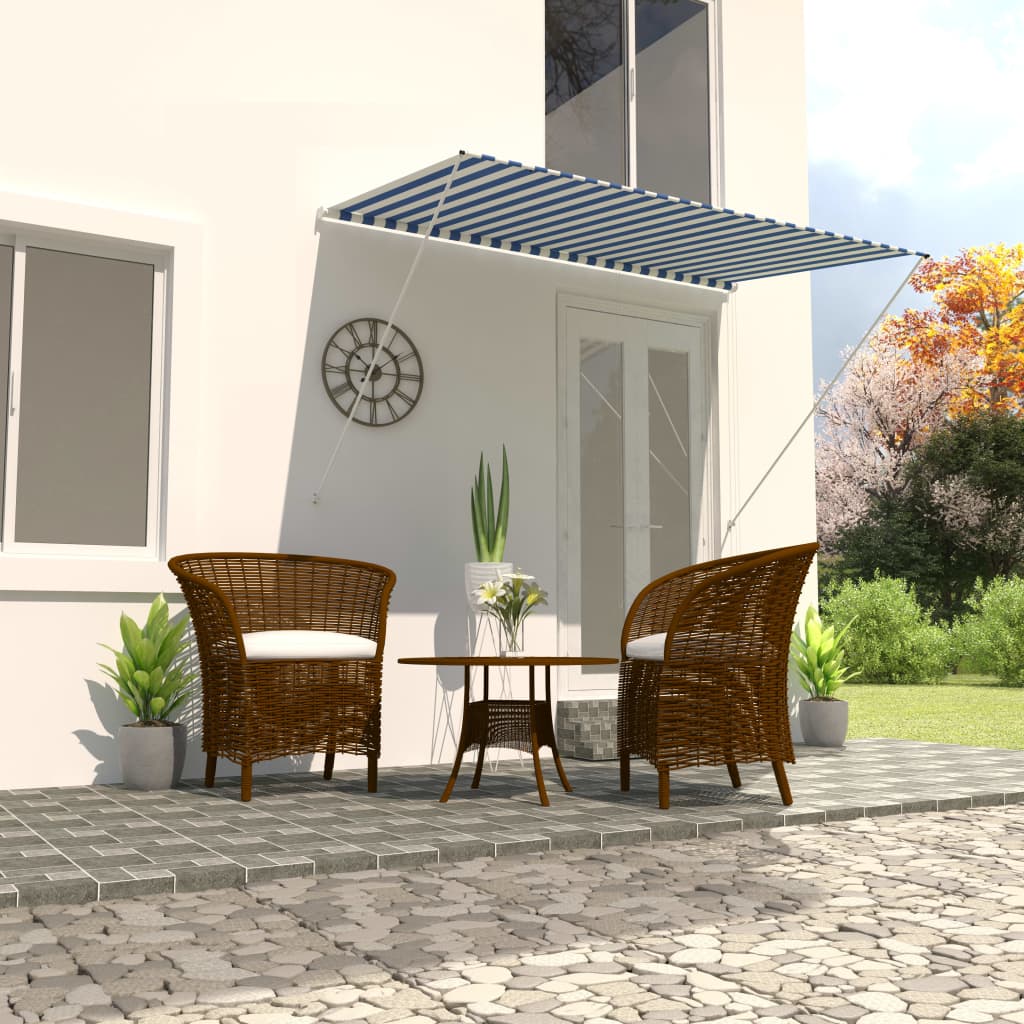 Berkfield Retractable Awning 250x150 cm Blue and White