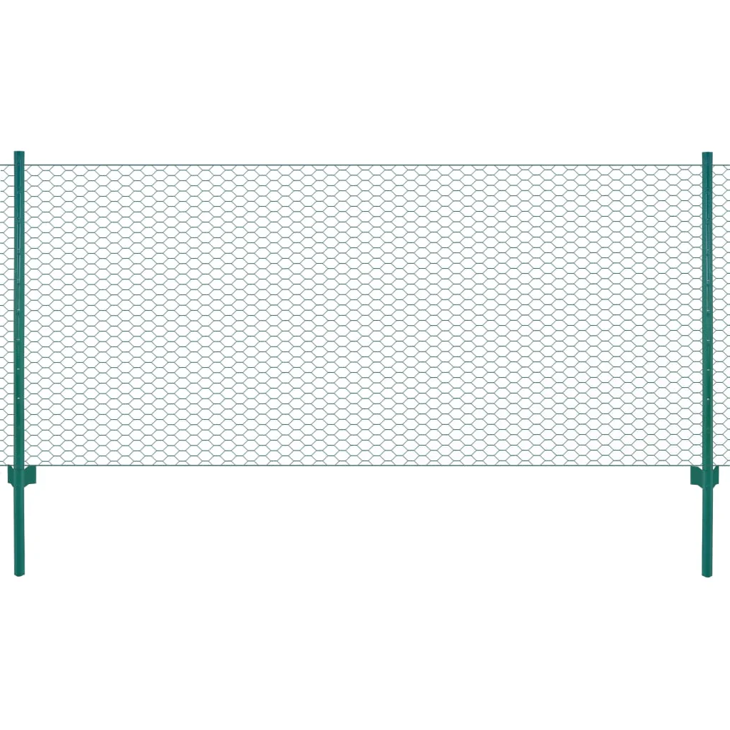 Berkfield Wire Mesh Fence with Posts Steel 25x0.75 m Green