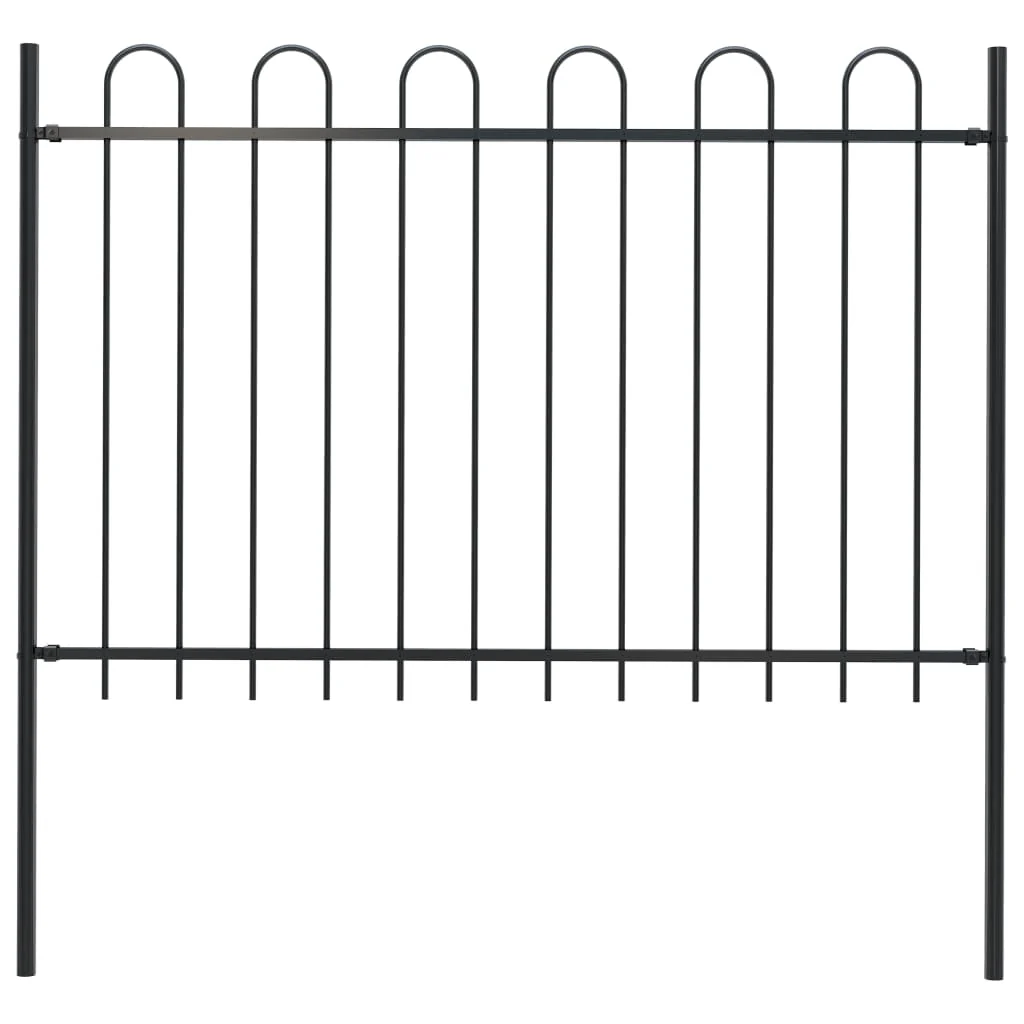 Berkfield Garden Fence with Hoop Top Steel 1.7 m Black