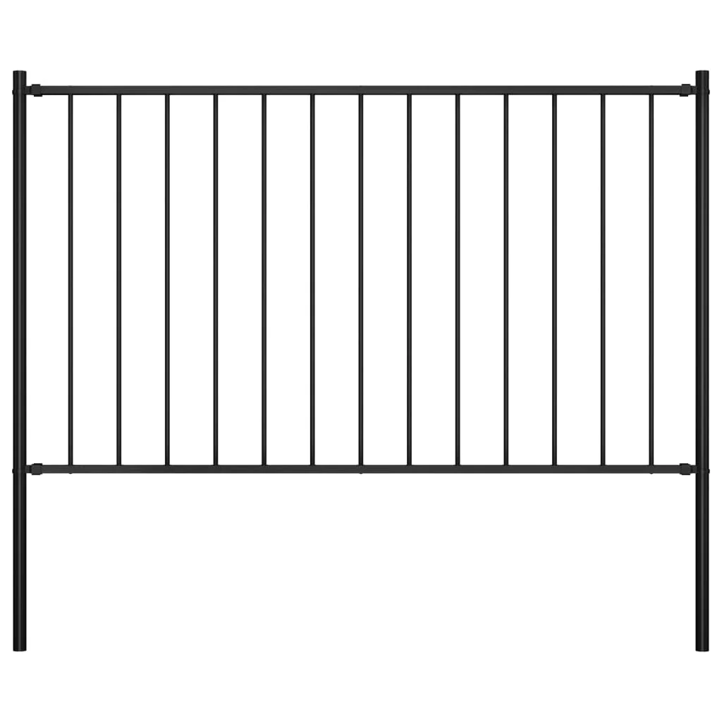Berkfield Fence Panel with Posts Powder-coated Steel 1.7x1 m Black