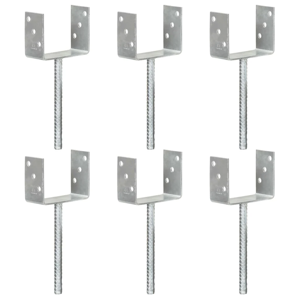 Berkfield Fence Anchors 6 pcs Silver 12x6x30 cm Galvanised Steel