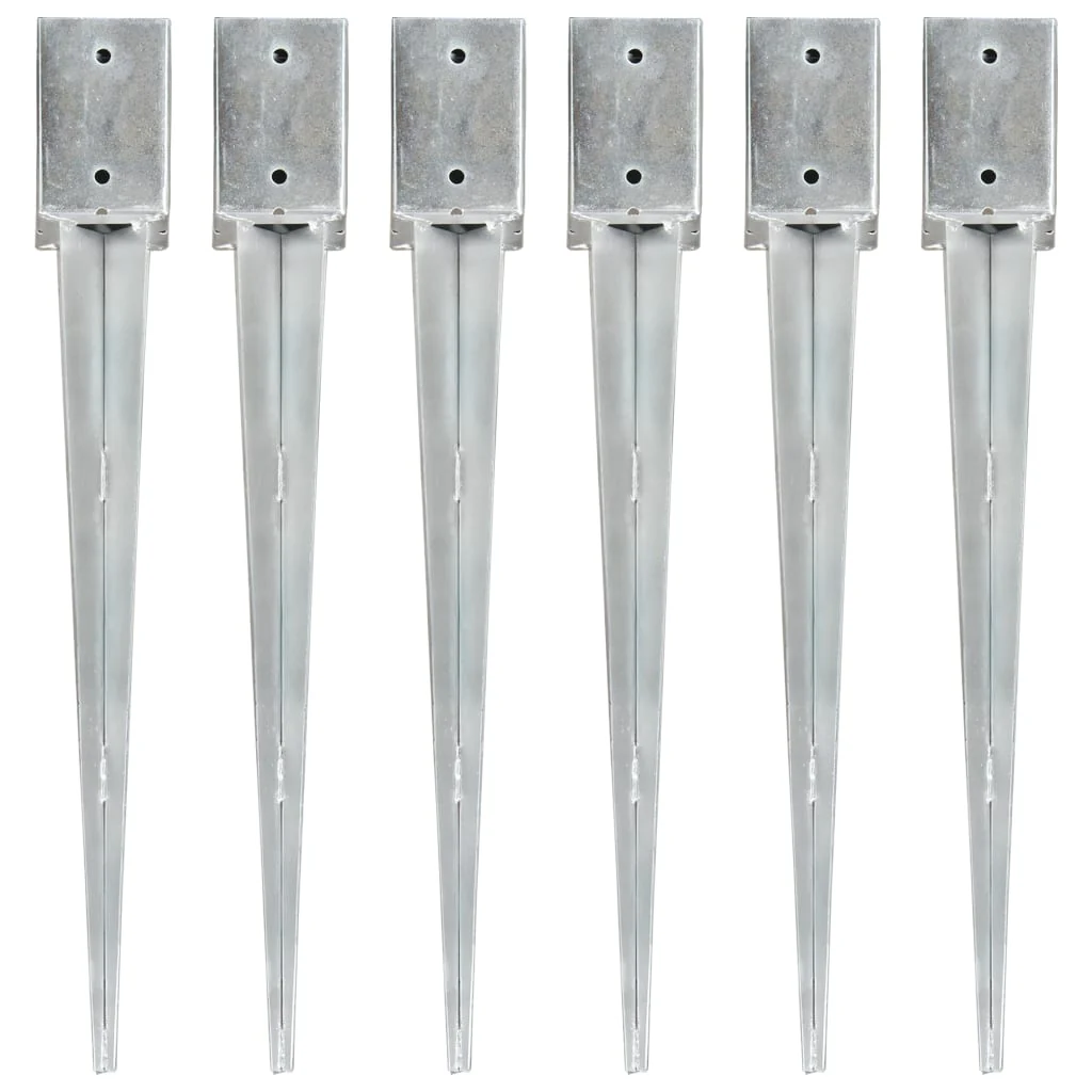 Berkfield Ground Spikes 6 pcs Silver 9x9x75 cm Galvanised Steel