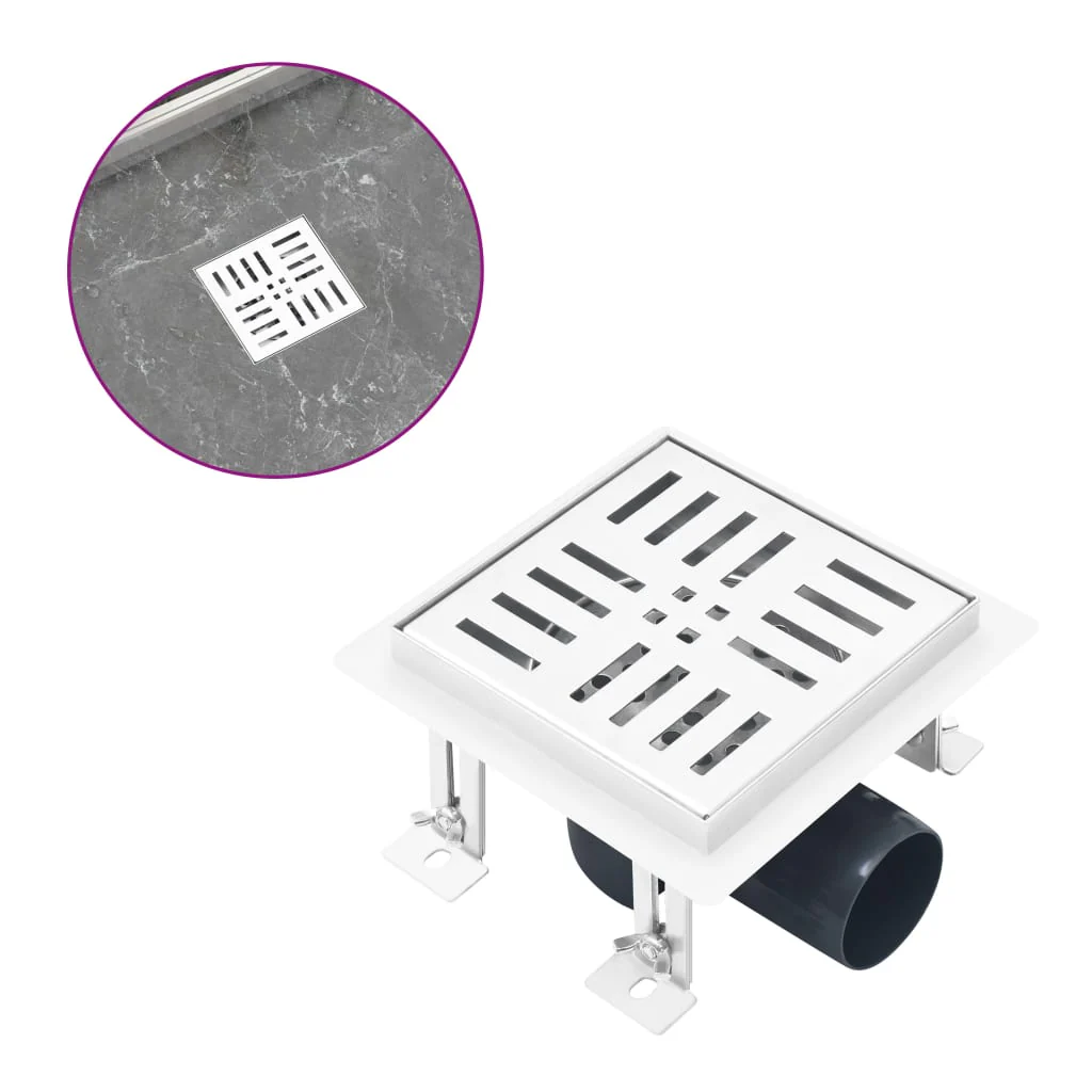 Berkfield Shower Drain Checker 15x15 cm Stainless Steel