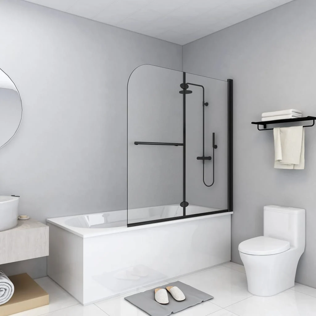 Berkfield Folding Shower Enclosure 2 Panels ESG 120x140 cm Black