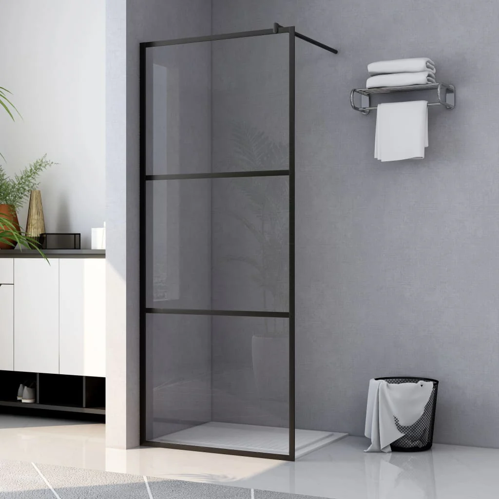 Berkfield Walk-in Shower Wall with Clear ESG Glass Black 90x195 cm