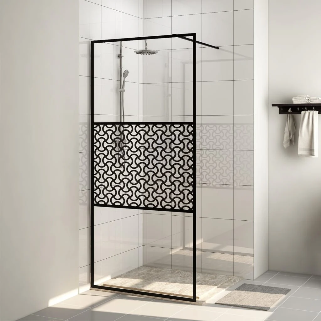 Berkfield Walk-in Shower Wall with Clear ESG Glass 100x195 cm Black
