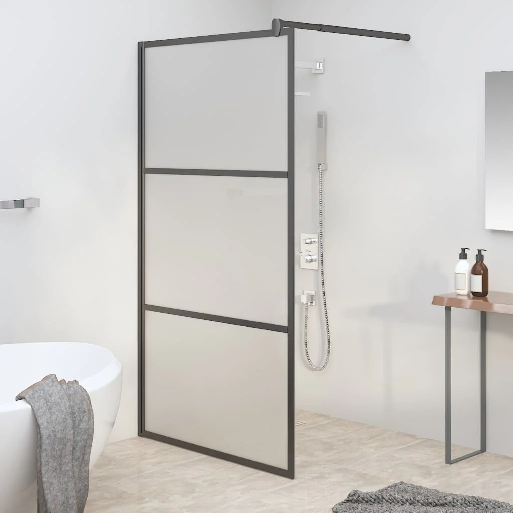 Berkfield Walk-in Shower Wall 115x195 cm Frosted ESG Glass Black