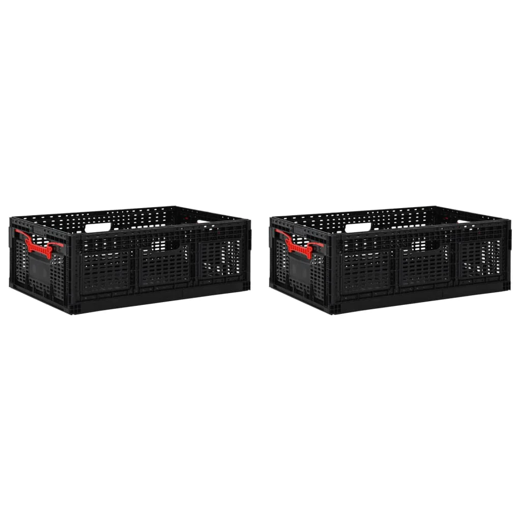 Berkfield Folding Boxes 2 pcs 60x40x22 cm Black 46 L