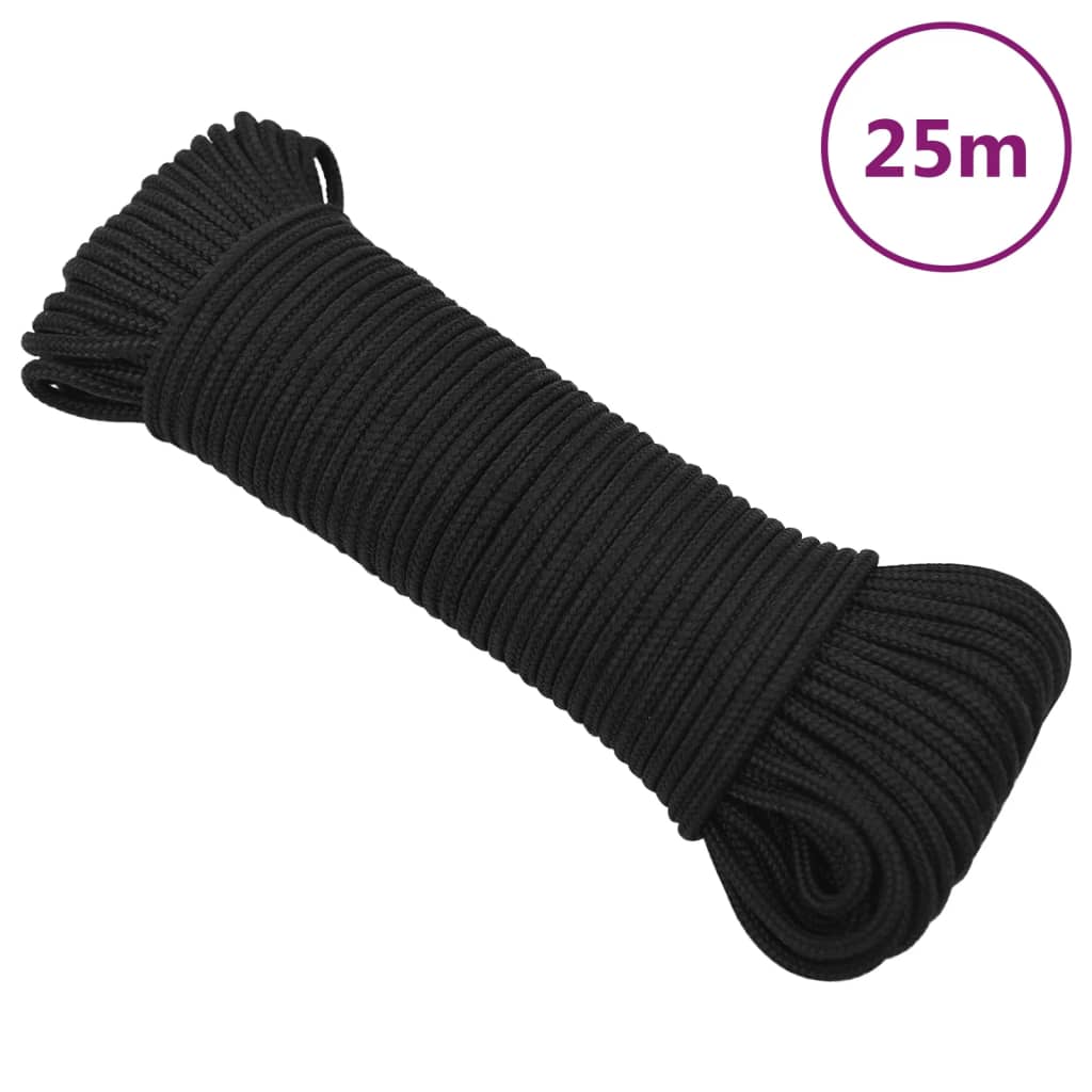 Berkfield Boat Rope Full Black 3 mm 25 m Polypropylene