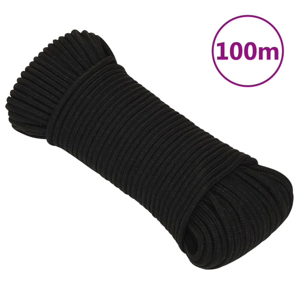 Berkfield Work Rope Black 4 mm 100 m Polyester