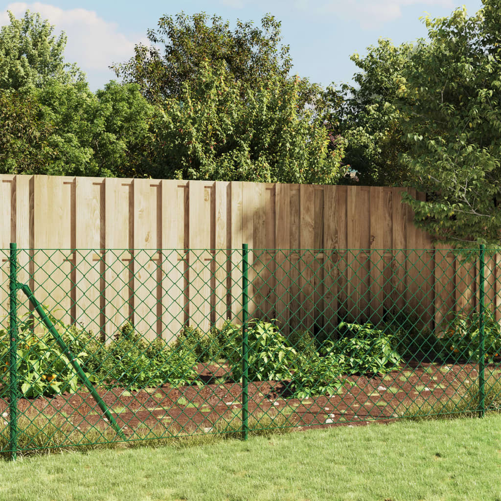 Berkfield Chain Link Fence with Flange Green 1x25 m
