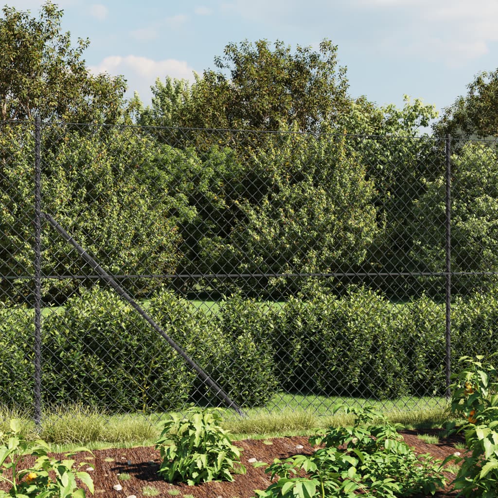 Berkfield Chain Link Fence with Flange Anthracite 1.4x10 m