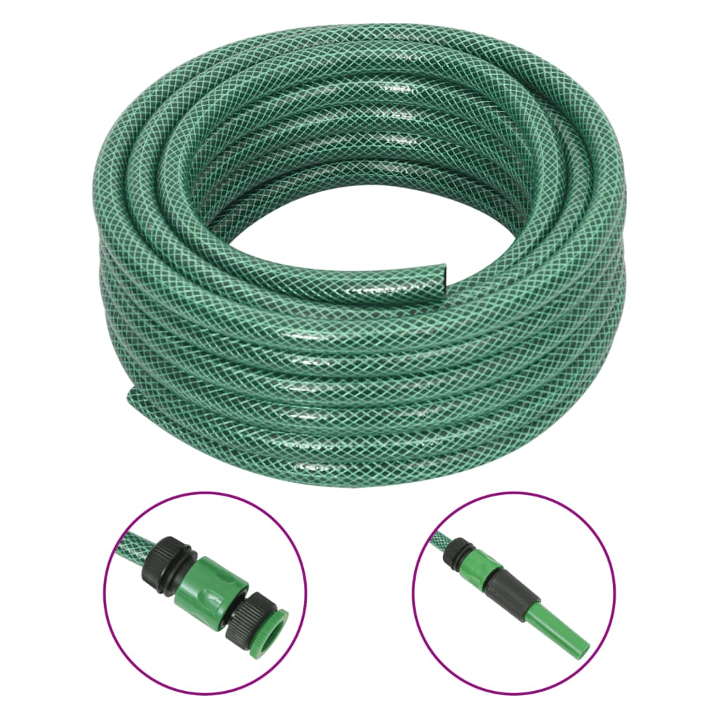 Berkfield Garden Hose with Fitting Set Green 0.6" 10 m PVC