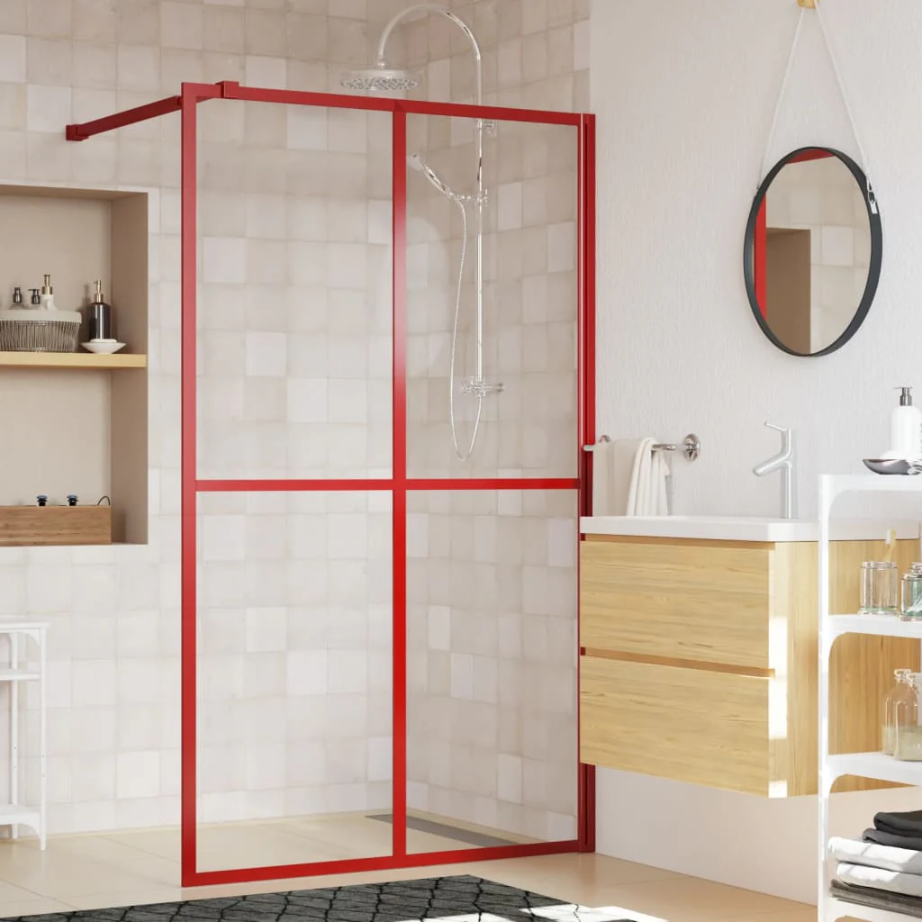 Berkfield Walk-in Shower Wall with Clear ESG Glass Red 140x195 cm