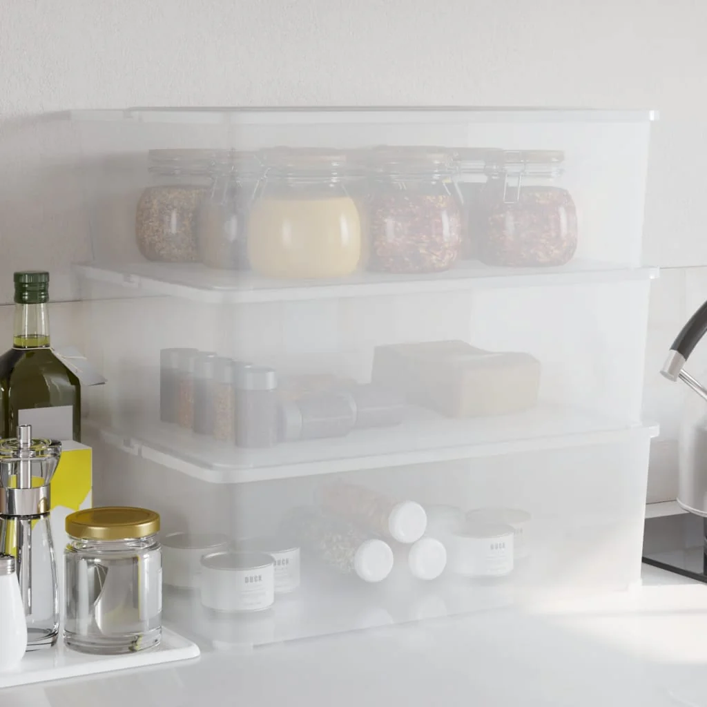 Berkfield Plastic Storage Boxes 3 pcs 25 L Stackable