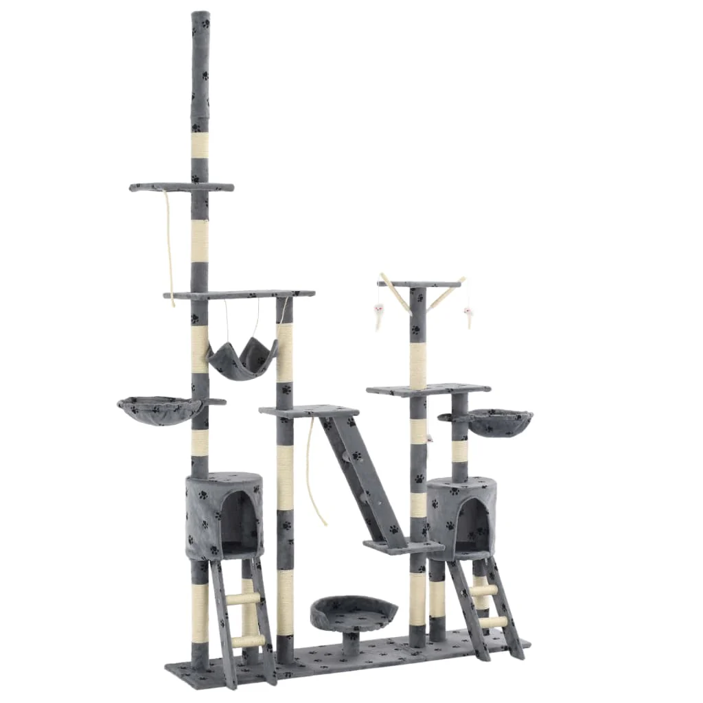 Berkfield Cat Tree with Sisal Scratching Posts 230-250 cm Paw Prints Grey