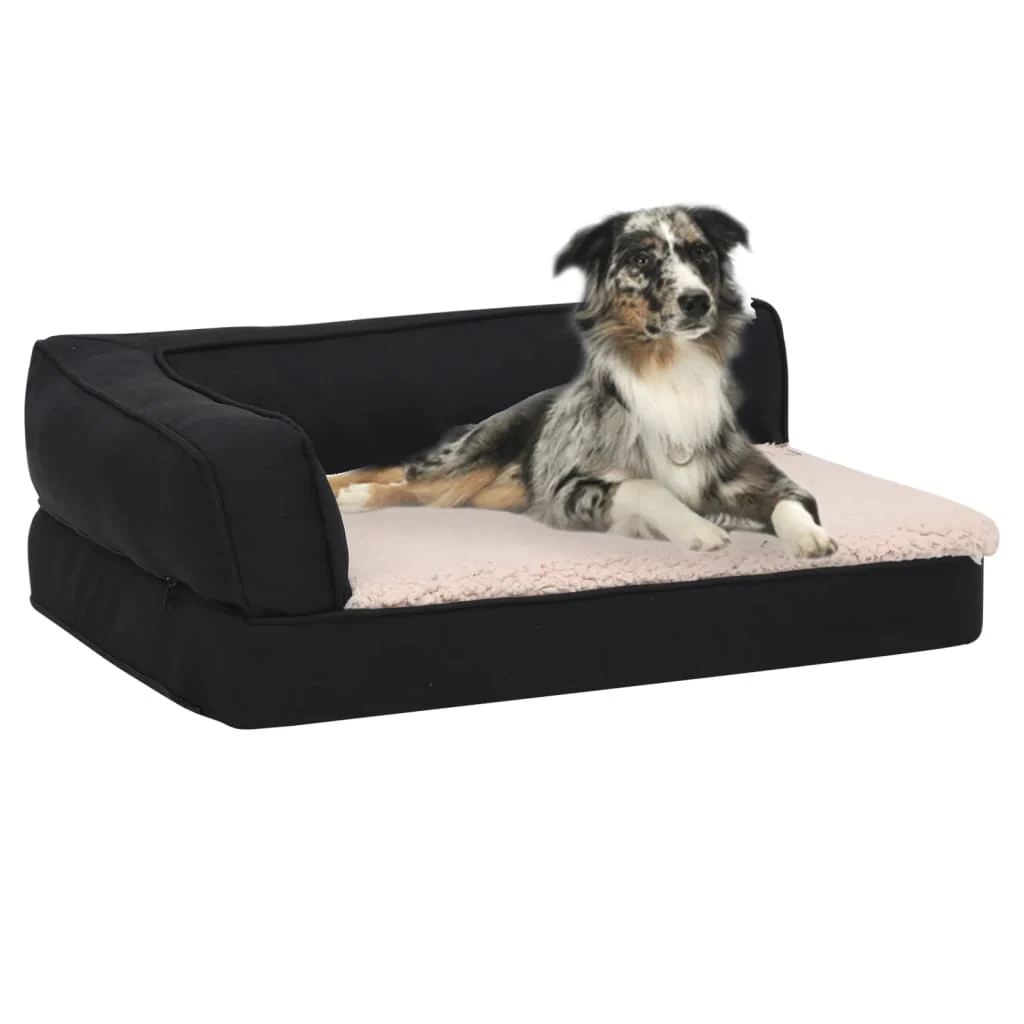 Berkfield Ergonomic Dog Bed Mattress 75x53 cm Linen Look Fleece Black