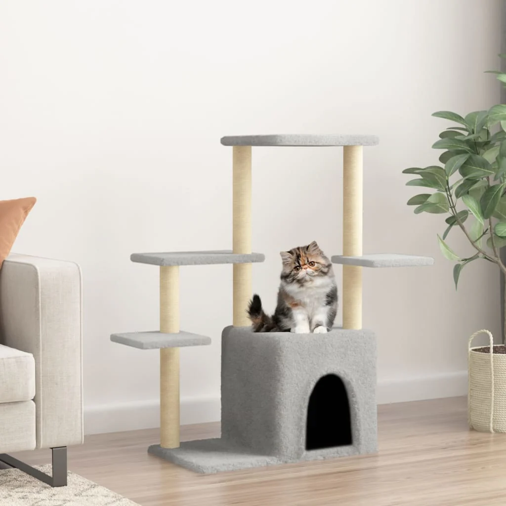 Berkfield Cat Tree with Sisal Scratching Posts Light Grey 97.5 cm