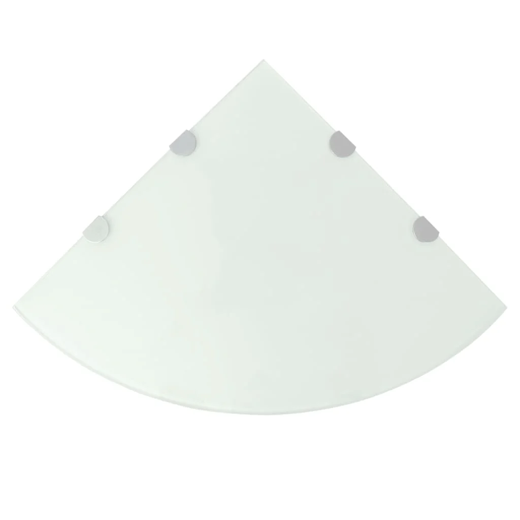 Berkfield Corner Shelf with Chrome Supports Glass White 45x45 cm