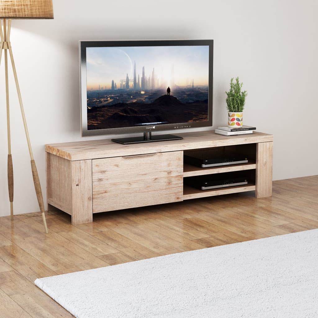 Berkfield TV Cabinet Solid Brushed Acacia Wood 140x38x40 cm