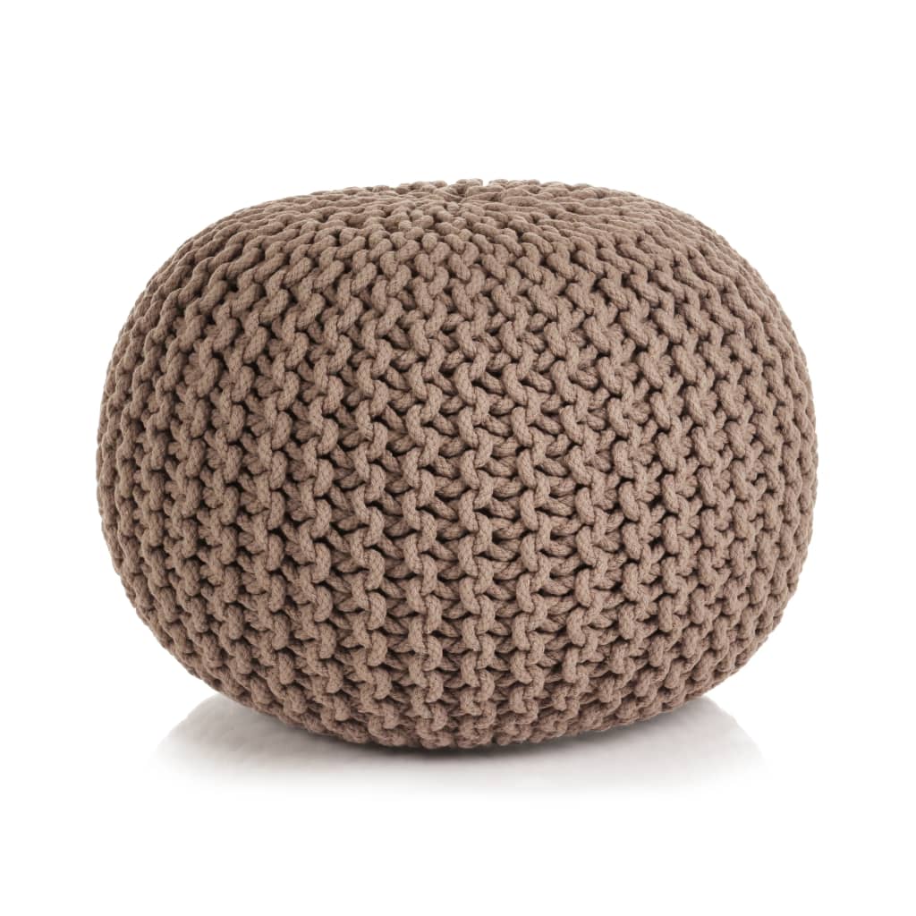 Berkfield Hand-Knitted Pouffe Cotton 50x35 cm Brown