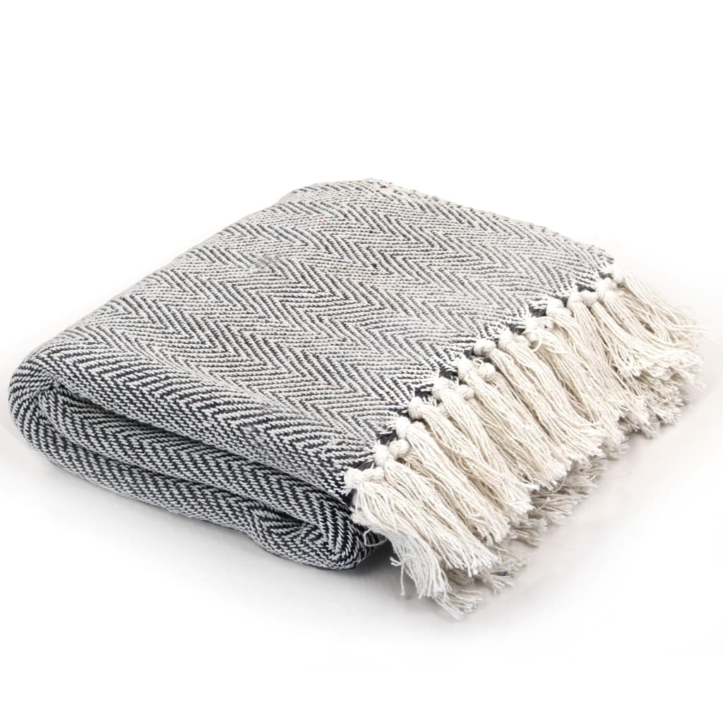Berkfield Throw Cotton Herringbone 125x150 cm Navy Blue