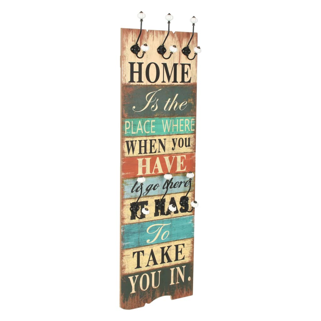 Berkfield Wall-mounted Coat Rack with 6 Hooks 120x40 cm HOME IS