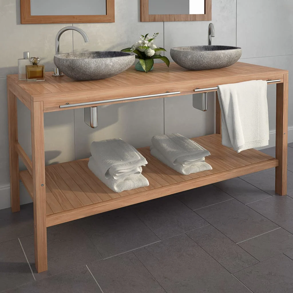 Berkfield Bathroom Vanity Cabinet Solid Teak 132x45x75 cm