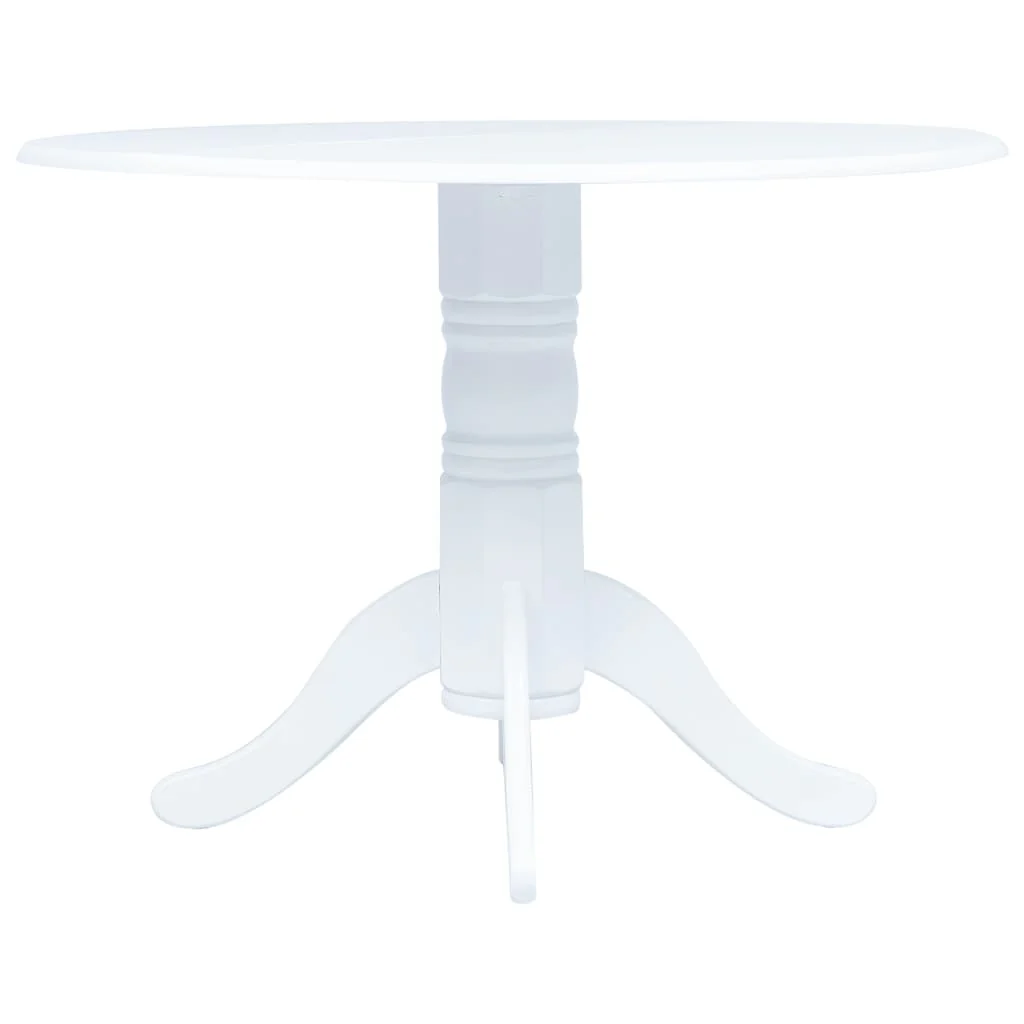 Berkfield Dining Table White 106 cm Solid Rubber Wood