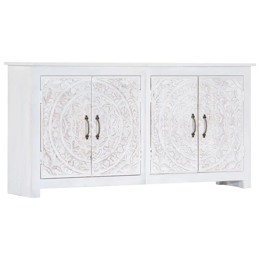 Berkfield Sideboard Handmade White 140x30x70 cm Solid Acacia Wood