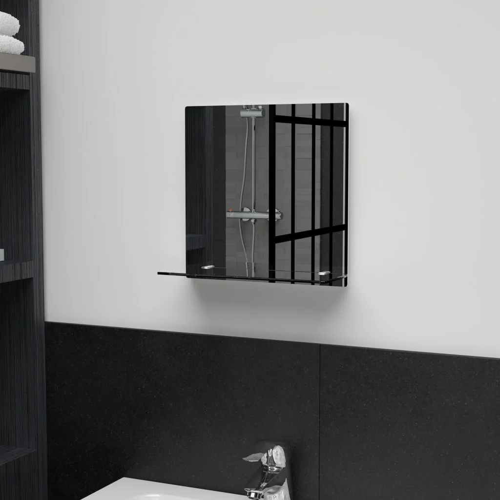 Berkfield Wall Mirror with Shelf 30x30 cm Tempered Glass