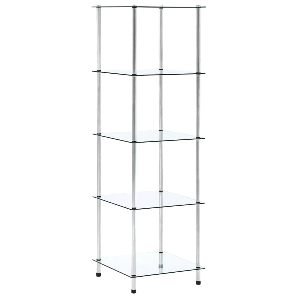 Berkfield 5-Tier Shelf Transparent 40x40x130 cm Tempered Glass