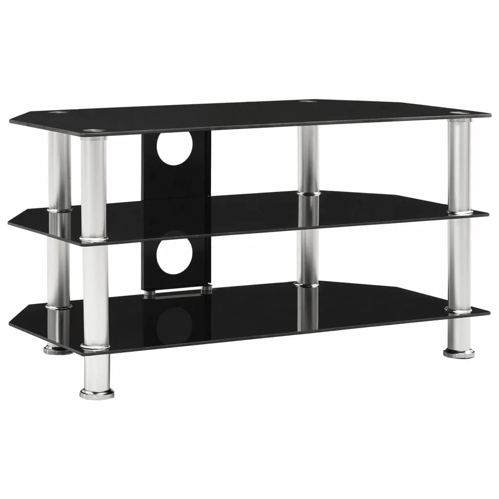 Berkfield TV Cabinet Black 75x40x40 cm Tempered Glass