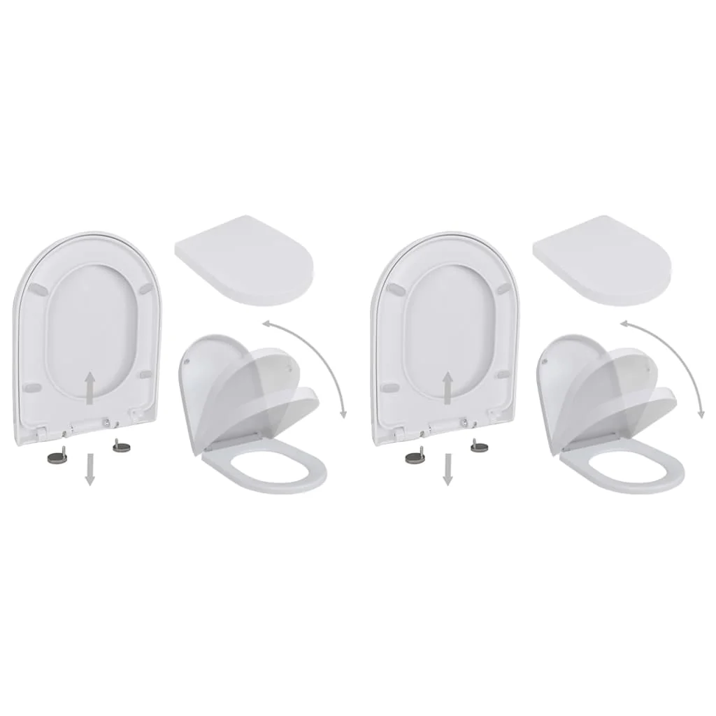 Berkfield Toilet Seats with Soft Close Lids 2 pcs Plastic White