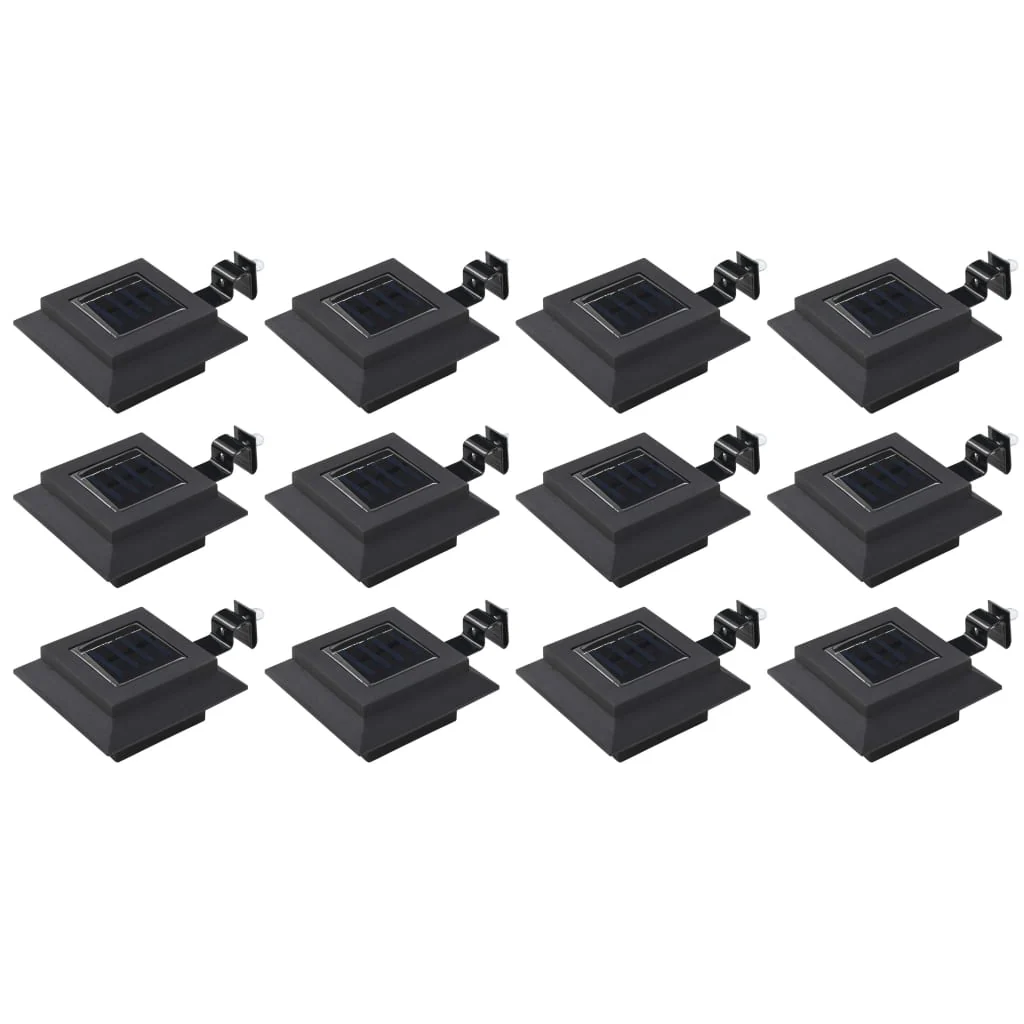 Berkfield Outdoor Solar Lamps 12 pcs LED Square 12 cm Black