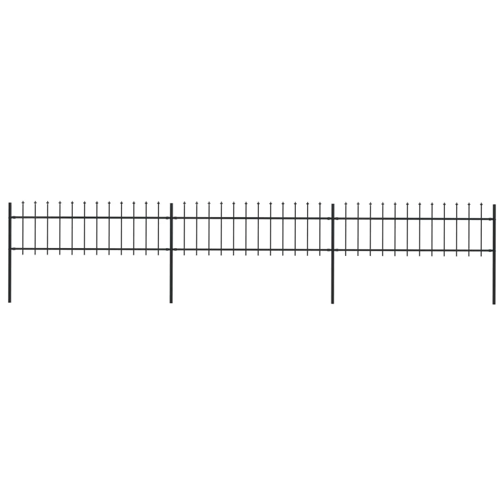 Berkfield Garden Fence with Spear Top Steel 5.1x0.6 m Black