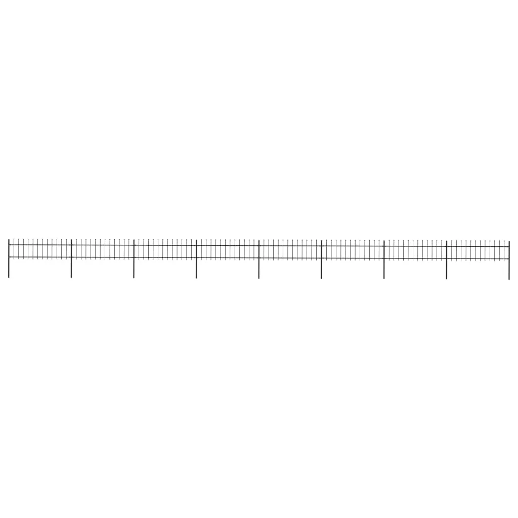 Berkfield Garden Fence with Spear Top Steel 13.6x0.6 m Black