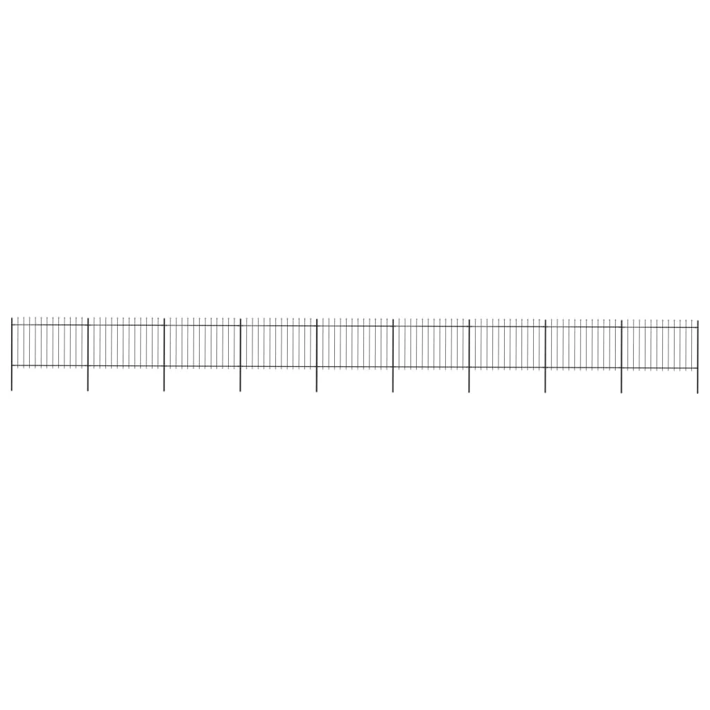 Berkfield Garden Fence with Spear Top Steel 15.3x1.2 m Black