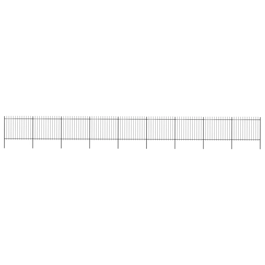 Berkfield Garden Fence with Spear Top Steel 15.3x1.5 m Black